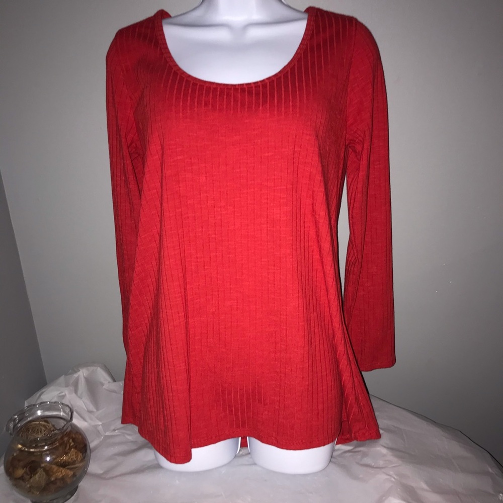 LuLaRoe Red Long Sleeve Top | Soft Casual Blouse | Relaxed Everyday Style S